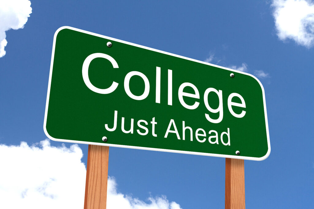 College Just Ahead Sign
